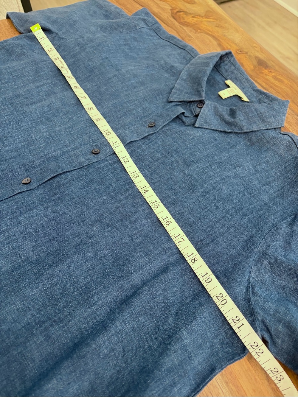 Eileen Fisher Washed Organic Linen Délavé Classic Collar Shirt in Blue - Picture 7 of 11